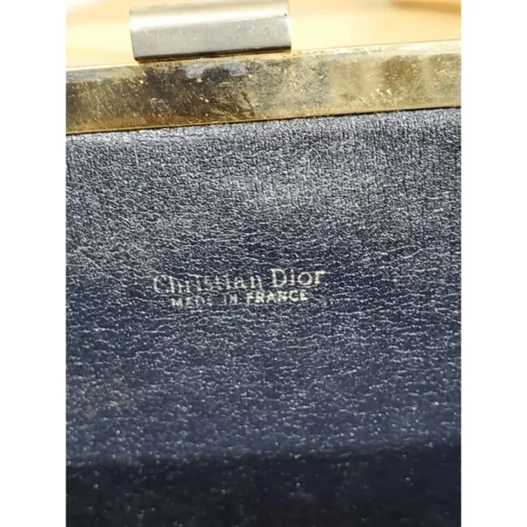 Authentic CHRISTIAN DIOR Vintage Blue Logo Tapestry Canvas Clutch Purse - Picture 9 of 10